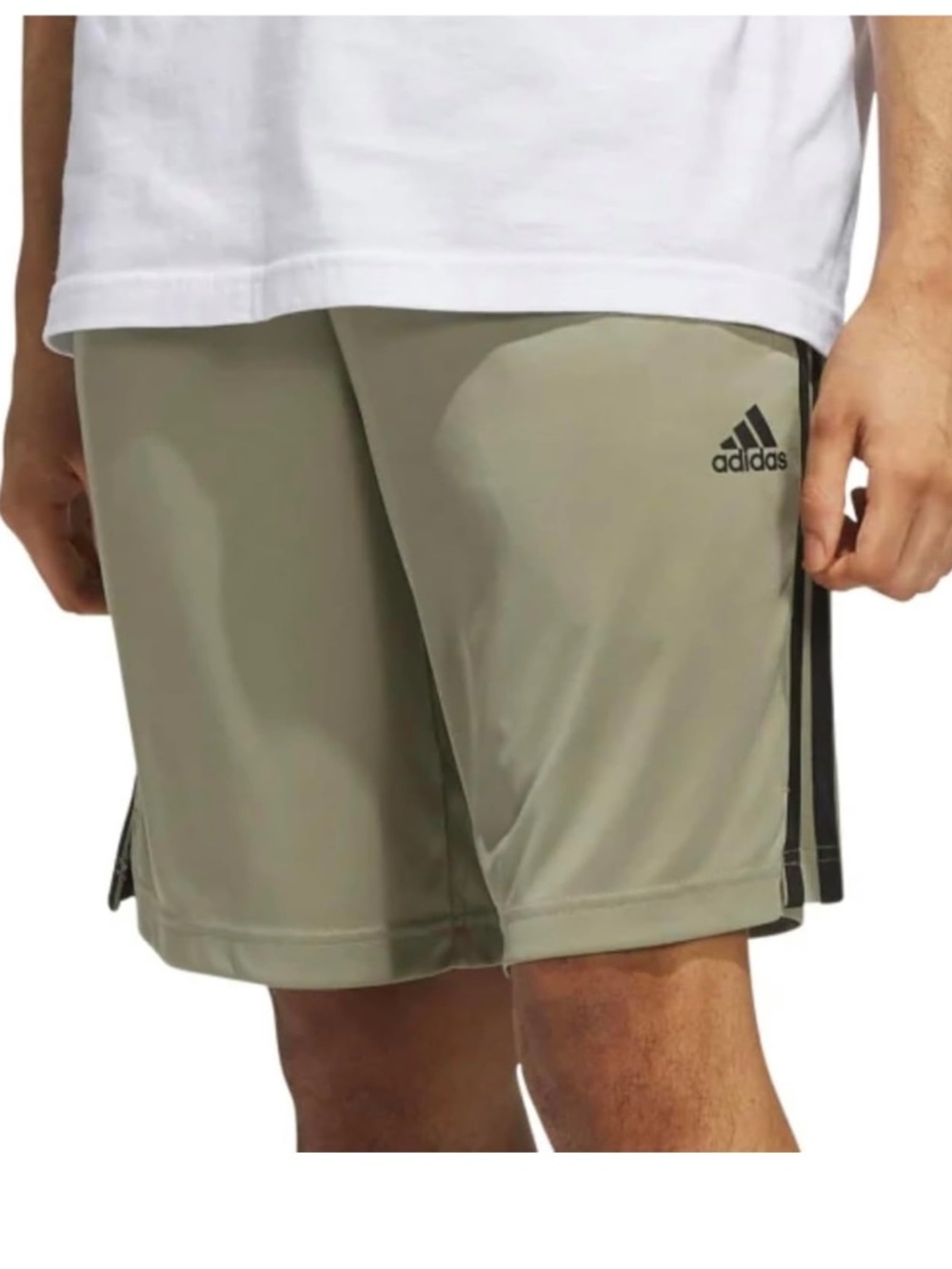 ADIDAS Aeroready 9" 3 Stripe Athletic Shorts Gray Green Pockets Athleisure Sz XL